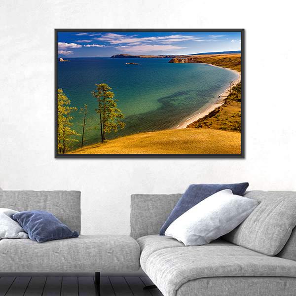View Of Coast Of Baikal Lake Canvas Wall Art-3 Horizontal-Gallery Wrap-25" x 16"-Tiaracle