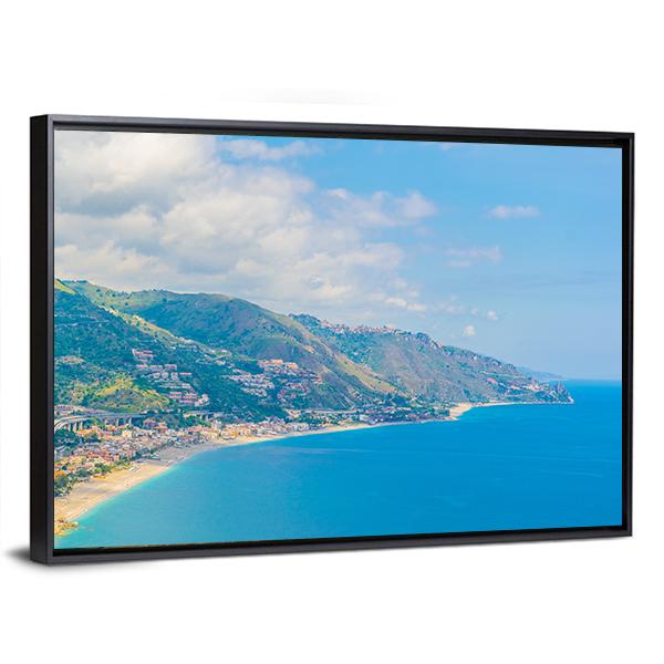 View Of Coastline Near Sicilian City Canvas Wall Art-3 Horizontal-Gallery Wrap-25" x 16"-Tiaracle