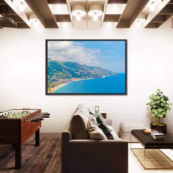 View Of Coastline Near Sicilian City Canvas Wall Art-3 Horizontal-Gallery Wrap-25" x 16"-Tiaracle