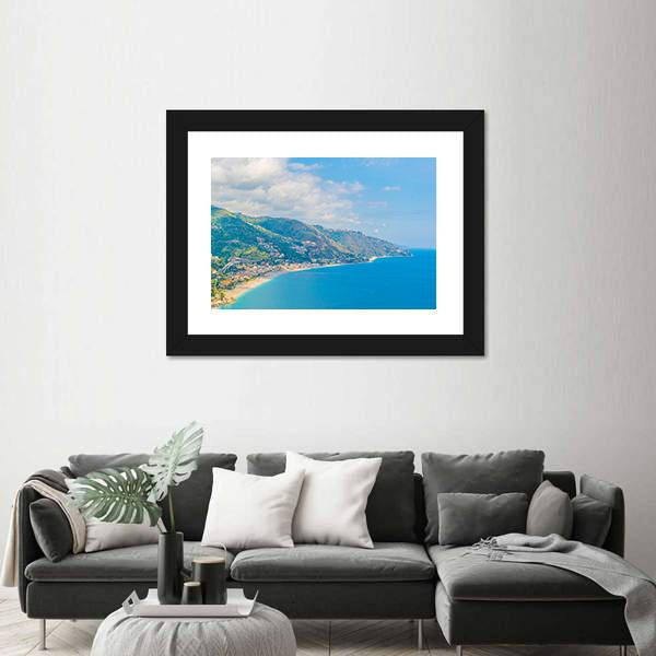 View Of Coastline Near Sicilian City Canvas Wall Art-3 Horizontal-Gallery Wrap-25" x 16"-Tiaracle