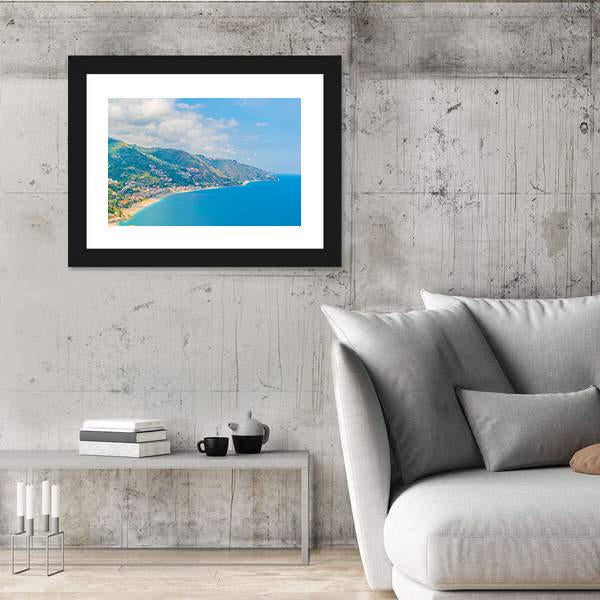 View Of Coastline Near Sicilian City Canvas Wall Art-3 Horizontal-Gallery Wrap-25" x 16"-Tiaracle