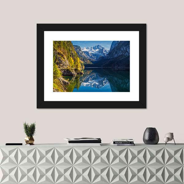 View Of Colorful Autumn Mountain In Austria Canvas Wall Art-1 Piece-Framed Print-20" x 16"-Tiaracle