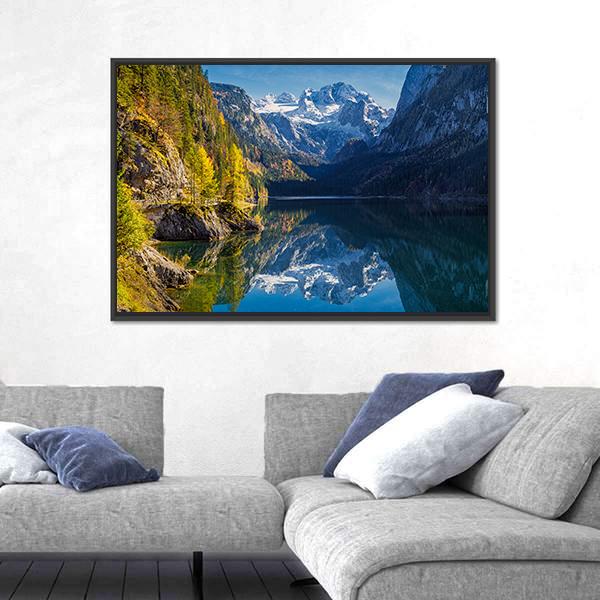 View Of Colorful Autumn Mountain In Austria Canvas Wall Art-3 Horizontal-Gallery Wrap-25" x 16"-Tiaracle