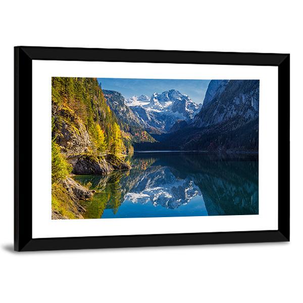View Of Colorful Autumn Mountain In Austria Canvas Wall Art-3 Horizontal-Gallery Wrap-25" x 16"-Tiaracle