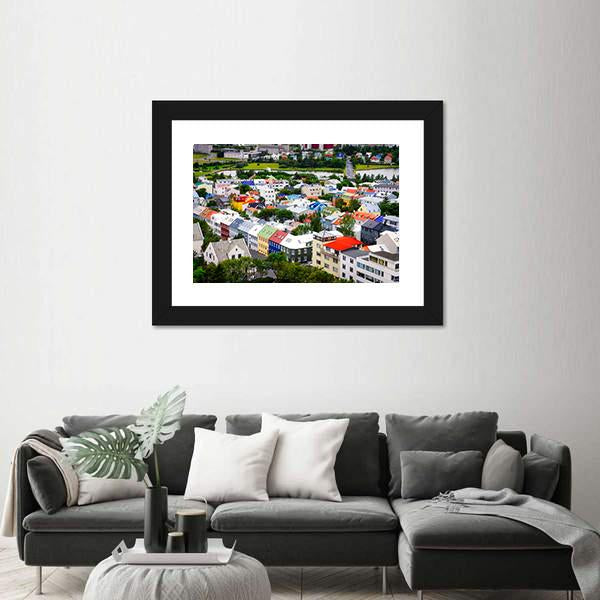 View Of Colorful Houses InIceland Canvas Wall Art-3 Horizontal-Gallery Wrap-25" x 16"-Tiaracle