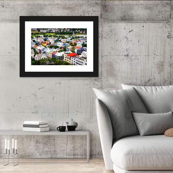 View Of Colorful Houses InIceland Canvas Wall Art-3 Horizontal-Gallery Wrap-25" x 16"-Tiaracle