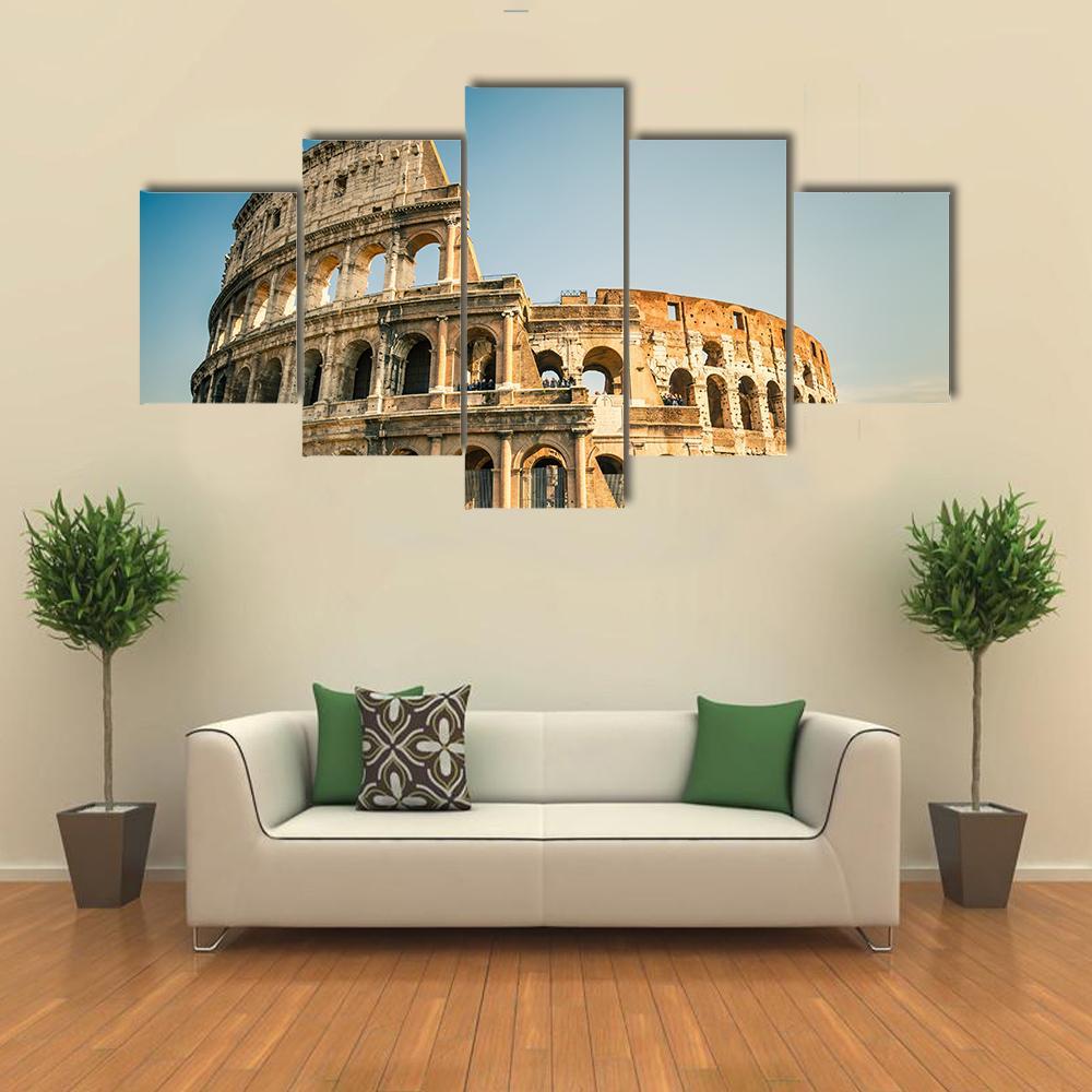 View Of Colosseum In Rome Canvas Wall Art-5 Star-Gallery Wrap-62" x 32"-Tiaracle