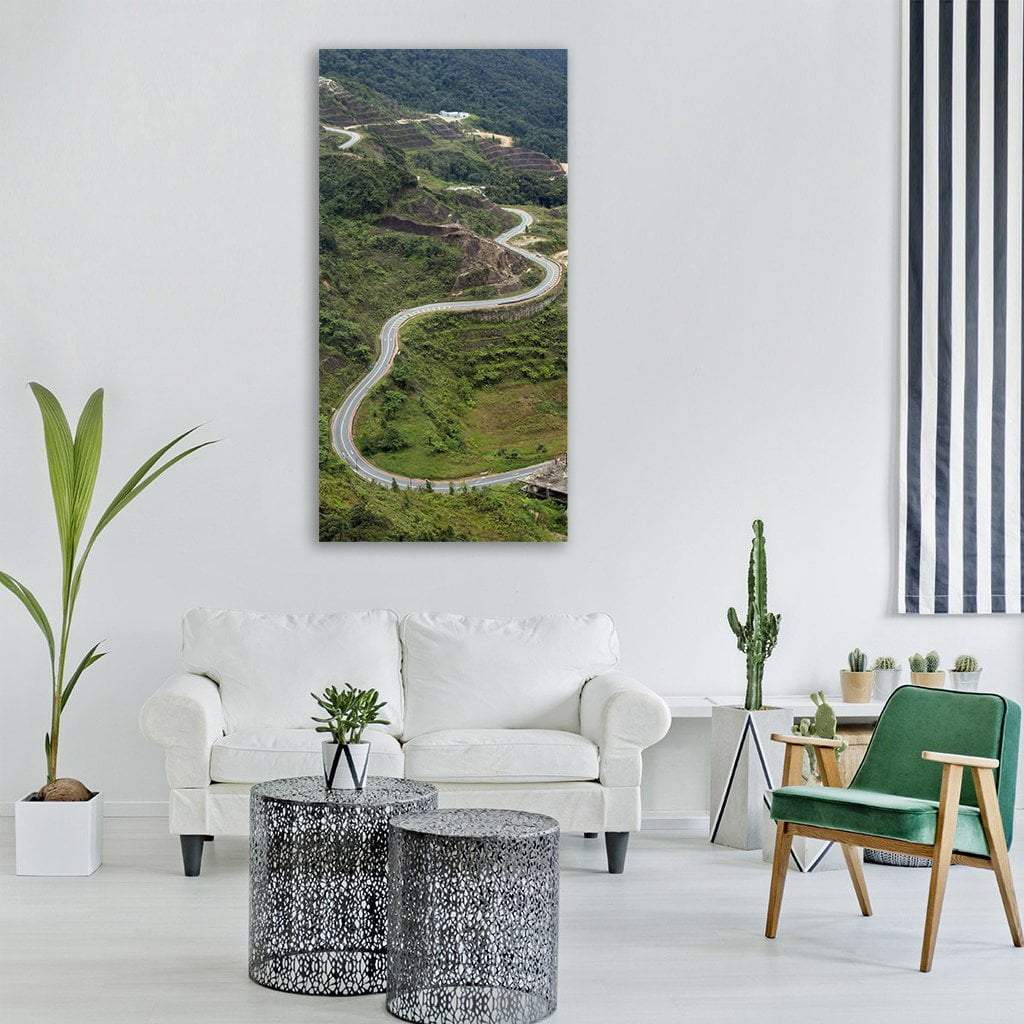 View Of Curve Road Vertical Canvas Wall Art-1 Vertical-Gallery Wrap-12" x 24"-Tiaracle