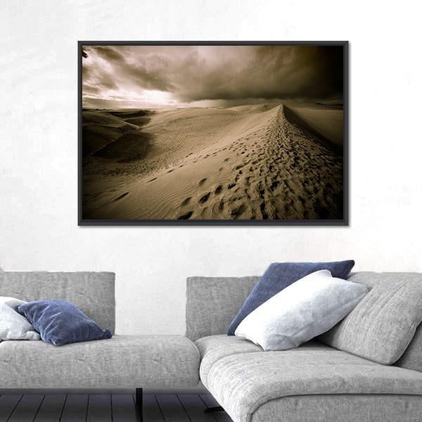 View Of Desert Sand Dune In Night Canvas Wall Art-5 Horizontal-Gallery Wrap-22" x 12"-Tiaracle