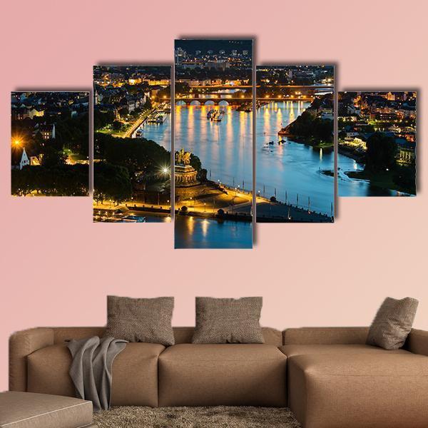 View Of Deutsches Eck Canvas Wall Art-5 Star-Gallery Wrap-62" x 32"-Tiaracle