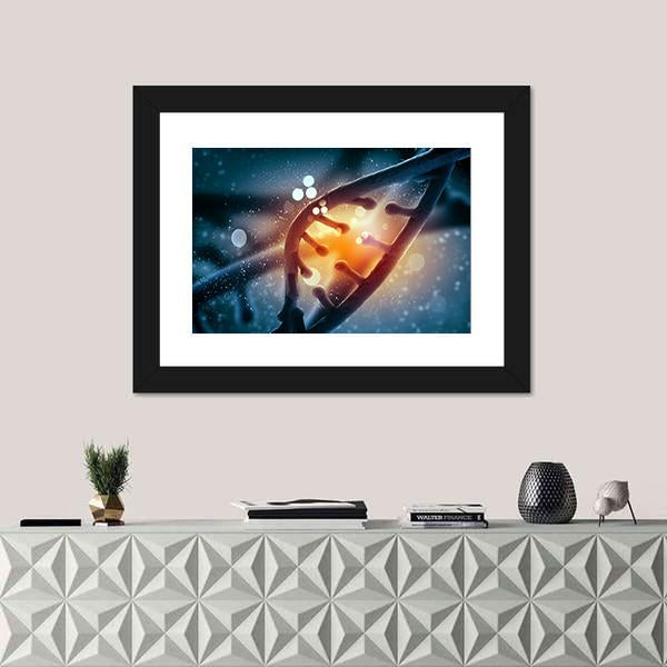 View Of DNA Molecule Canvas Wall Art-1 Piece-Framed Print-20" x 16"-Tiaracle