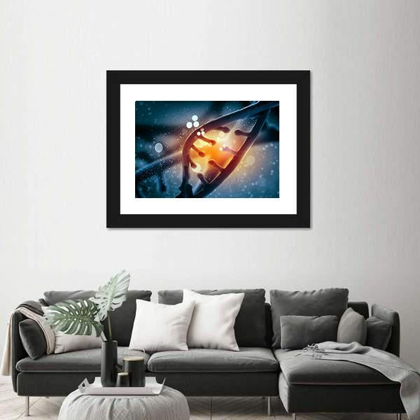View Of DNA Molecule Canvas Wall Art-3 Horizontal-Gallery Wrap-25" x 16"-Tiaracle
