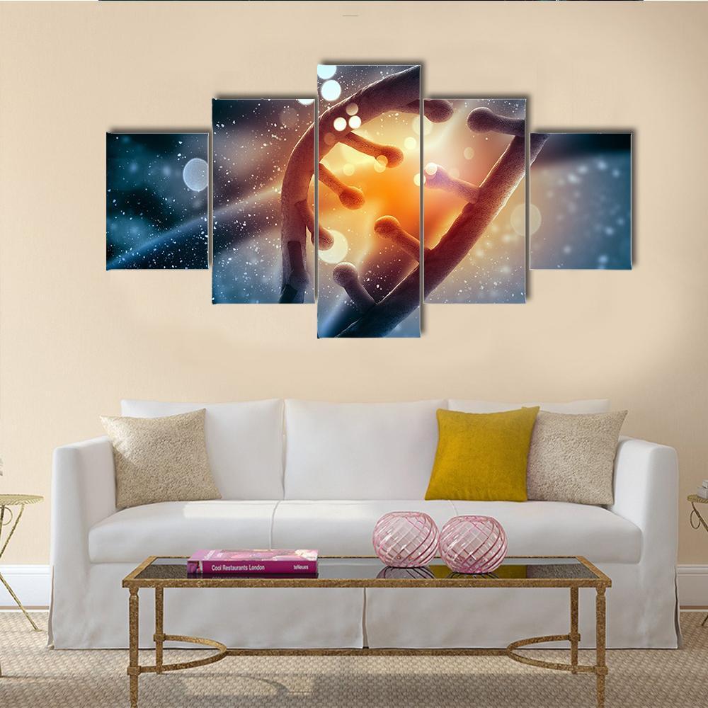 View Of DNA Molecule Canvas Wall Art-5 Star-Gallery Wrap-62" x 32"-Tiaracle