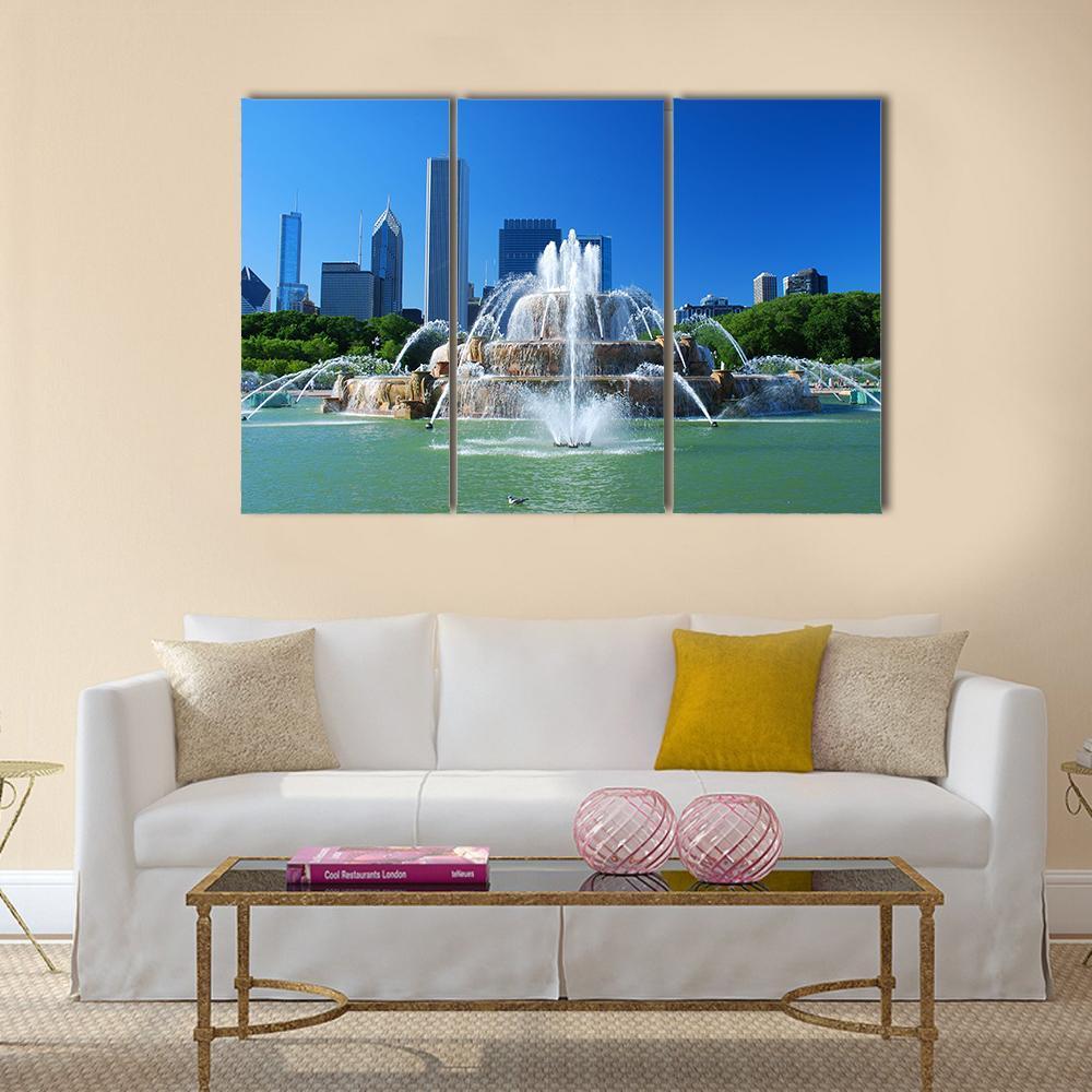 View Of Downtown Of The City Of Chicago Canvas Wall Art-3 Horizontal-Gallery Wrap-37" x 24"-Tiaracle