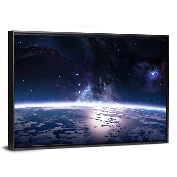 View Of Earth From Space Canvas Wall Art-3 Horizontal-Gallery Wrap-25" x 16"-Tiaracle