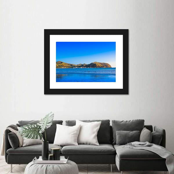 View Of Empty Blue Water Beach Canvas Wall Art-3 Horizontal-Gallery Wrap-25" x 16"-Tiaracle