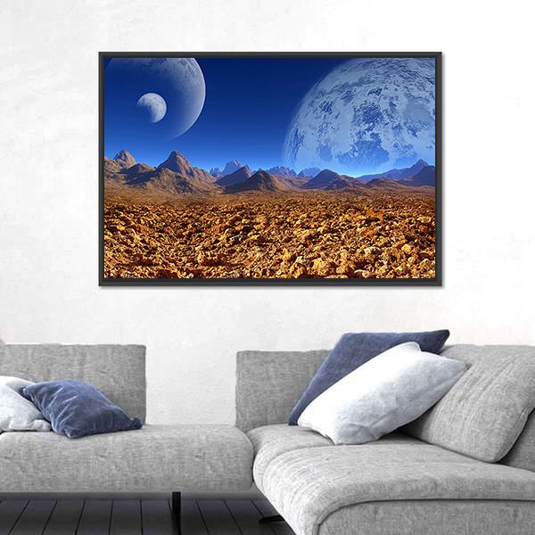 View Of Fantasy Landscape Canvas Wall Art-3 Horizontal-Gallery Wrap-25" x 16"-Tiaracle