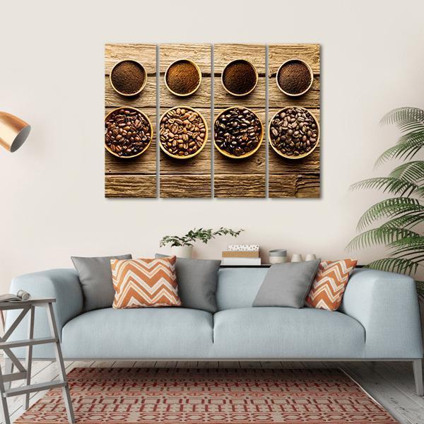 Coffee Beans & Powder Canvas Wall Art-4 Horizontal-Gallery Wrap-34" x 24"-Tiaracle