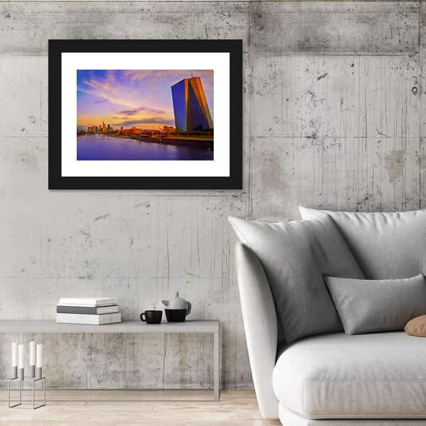 View Of Frankfurt Skyline With Meno River Canvas Wall Art-5 Horizontal-Gallery Wrap-22" x 12"-Tiaracle