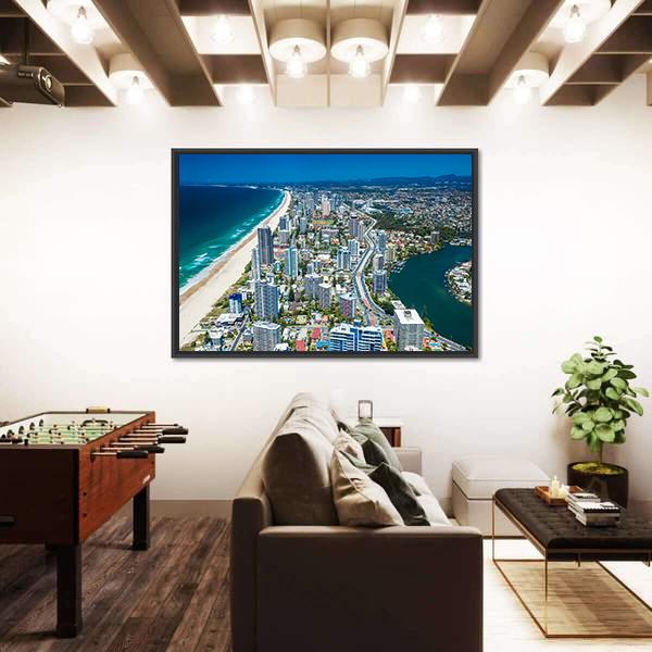 View Of Gold Coast Canvas Wall Art-3 Horizontal-Gallery Wrap-25" x 16"-Tiaracle