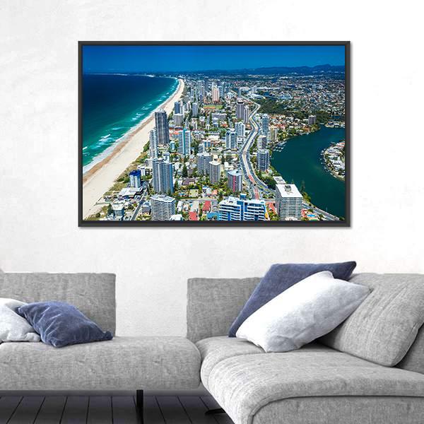 View Of Gold Coast Canvas Wall Art-3 Horizontal-Gallery Wrap-25" x 16"-Tiaracle