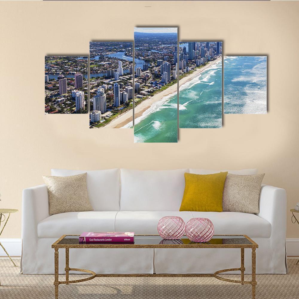 View Of Gold Coast In Queensland Canvas Wall Art-5 Star-Gallery Wrap-62" x 32"-Tiaracle