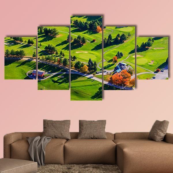 View Of Golf Course In USA Canvas Wall Art-5 Star-Gallery Wrap-62" x 32"-Tiaracle
