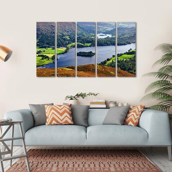 View Of Grasmere From The Slopes Of Silver Howe Canvas Wall Art-5 Horizontal-Gallery Wrap-22" x 12"-Tiaracle