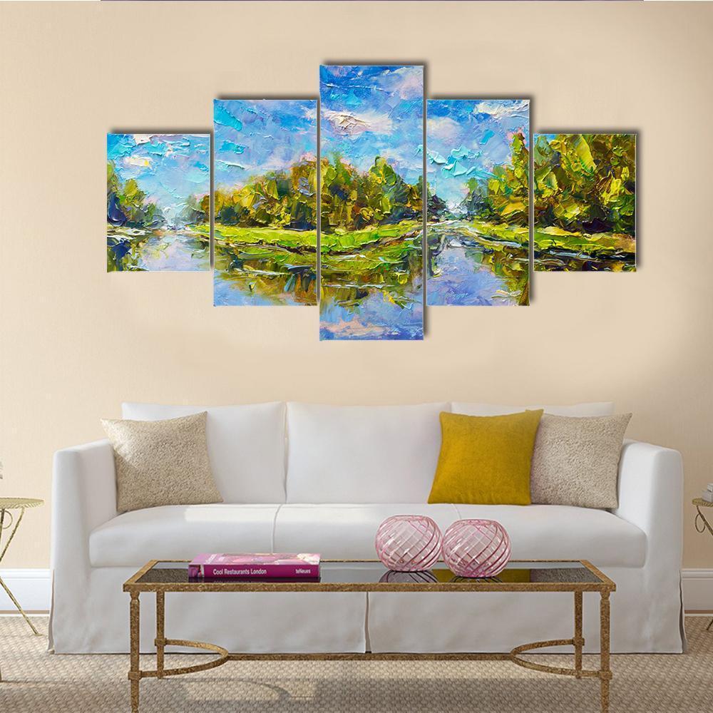 View Of Green Islands Canvas Wall Art-5 Star-Gallery Wrap-62" x 32"-Tiaracle