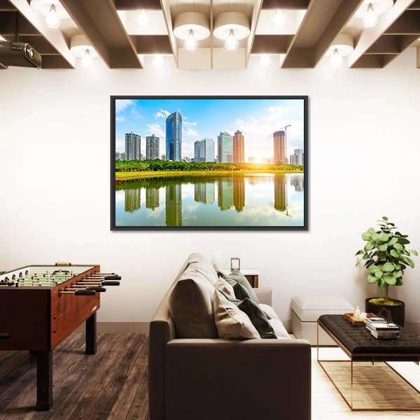 View Of Haikou Cityscape Canvas Wall Art-3 Horizontal-Gallery Wrap-25" x 16"-Tiaracle