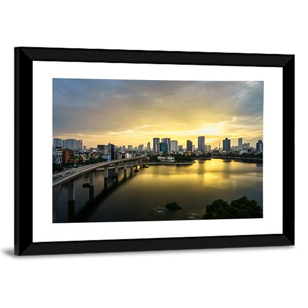 View Of Hanoi At Hoang Cau lake Canvas Wall Art-3 Horizontal-Gallery Wrap-25" x 16"-Tiaracle