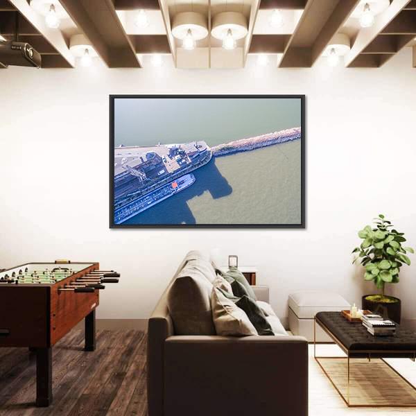 View Of Harbour Of Krefeld Canvas Wall Art-3 Horizontal-Gallery Wrap-25" x 16"-Tiaracle