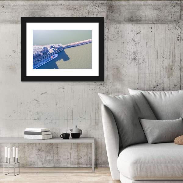 View Of Harbour Of Krefeld Canvas Wall Art-3 Horizontal-Gallery Wrap-25" x 16"-Tiaracle