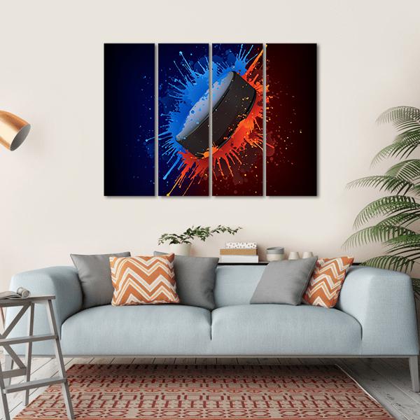 Hockey Puck Canvas Wall Art-4 Horizontal-Gallery Wrap-34" x 24"-Tiaracle