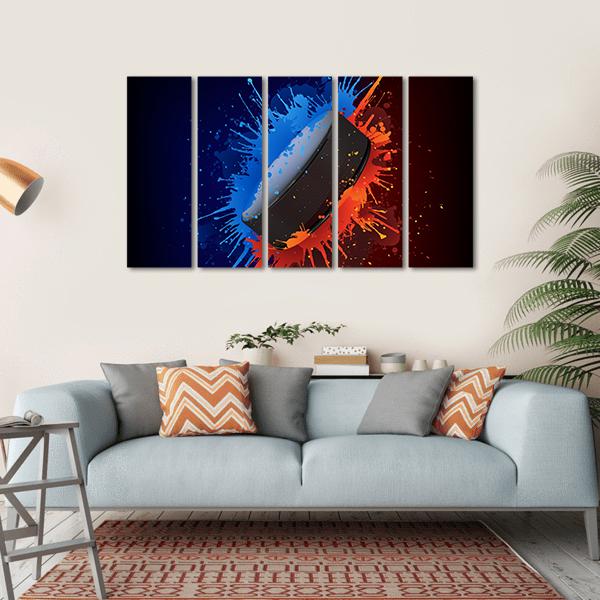 Hockey Puck Canvas Wall Art-5 Horizontal-Gallery Wrap-22" x 12"-Tiaracle
