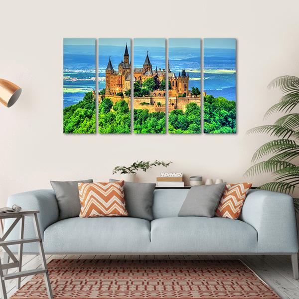 View Of Hohenzollern Castle Canvas Wall Art-5 Horizontal-Gallery Wrap-22" x 12"-Tiaracle