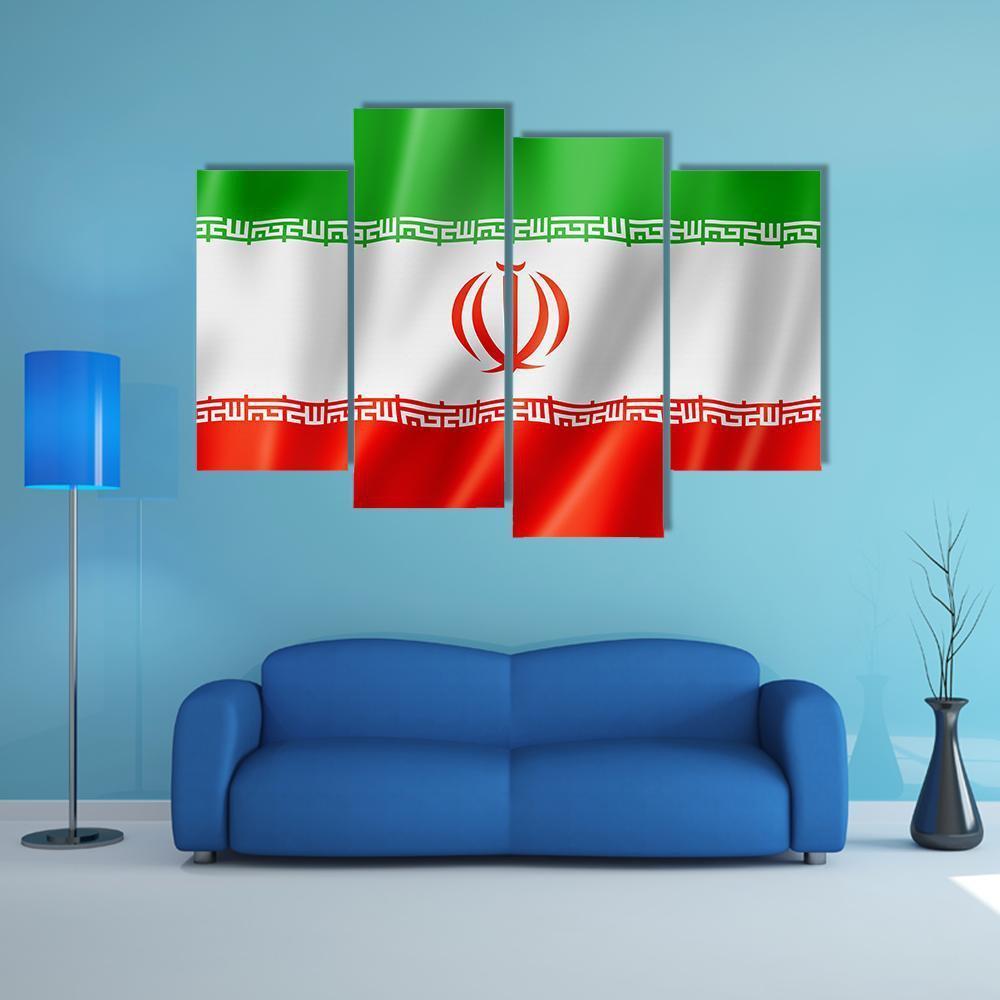 View Of Iran Flag Canvas Wall Art-4 Pop-Gallery Wrap-50" x 32"-Tiaracle
