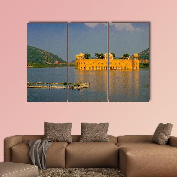 View Of Jal Mahal Water Palace On Man Sagar Lake Canvas Wall Art-3 Horizontal-Gallery Wrap-25" x 16"-Tiaracle