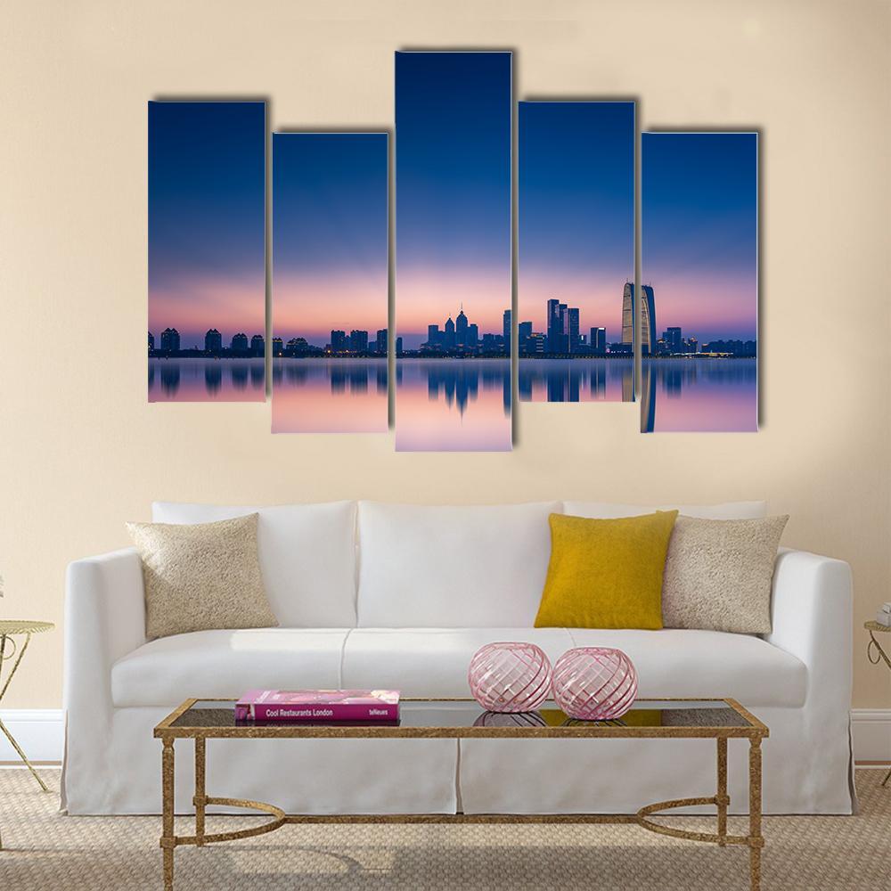 View Of Jinji Lake In Suzhou City Canvas Wall Art-5 Pop-Gallery Wrap-47" x 32"-Tiaracle