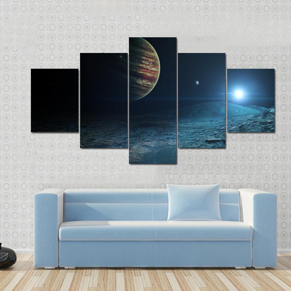 View Of Jupiter From Ganymede Canvas Wall Art-5 Star-Gallery Wrap-62" x 32"-Tiaracle