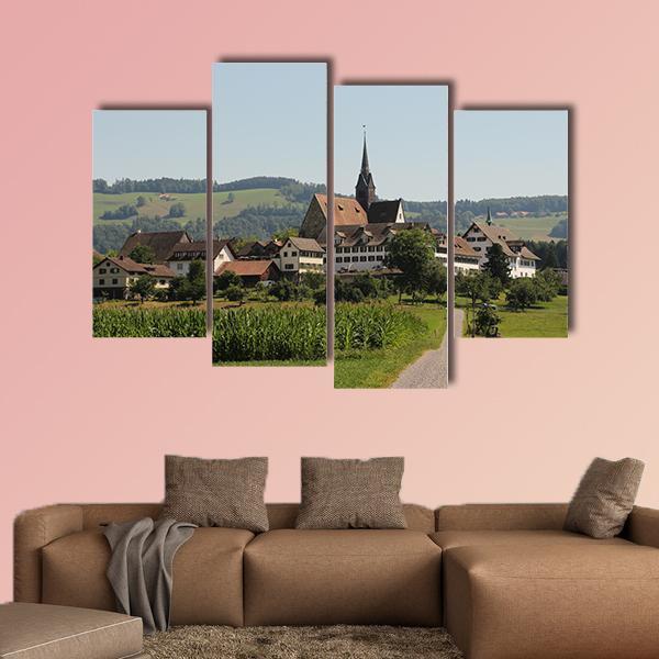 View of Kappel Monastery In Switzerland Canvas Wall Art-4 Pop-Gallery Wrap-50" x 32"-Tiaracle