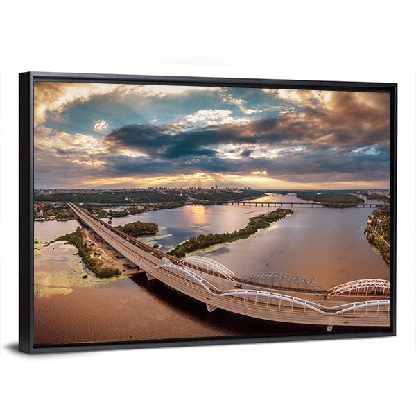 View Of Kiev Bridge Canvas Wall Art-3 Horizontal-Gallery Wrap-25" x 16"-Tiaracle
