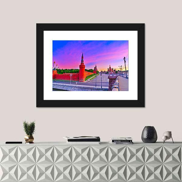 View of Kremlin At Dawn In Moscow Russia Canvas Wall Art-1 Piece-Framed Print-20" x 16"-Tiaracle
