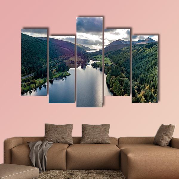 View Of Laggan In Scotland Canvas Wall Art-5 Pop-Gallery Wrap-47" x 32"-Tiaracle