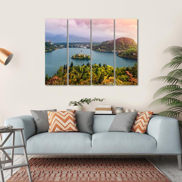 View Of Lake Bled In Slovenia Canvas Wall Art-4 Horizontal-Gallery Wrap-34" x 24"-Tiaracle