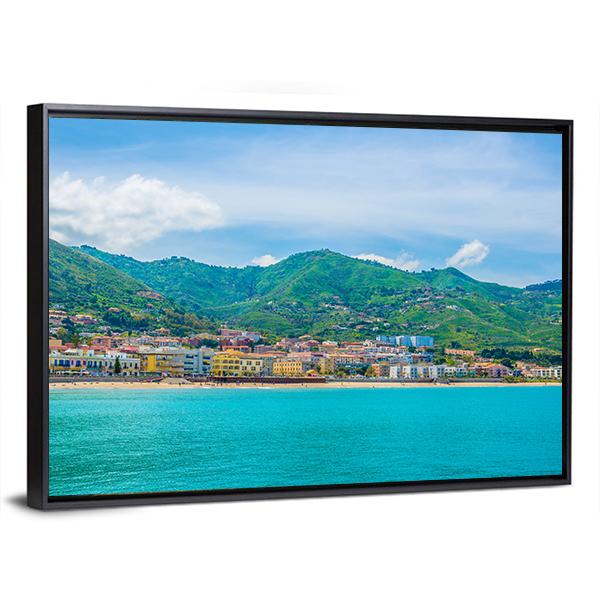 View Of Lake In Sicilian City Cefalu Canvas Wall Art-3 Horizontal-Gallery Wrap-25" x 16"-Tiaracle