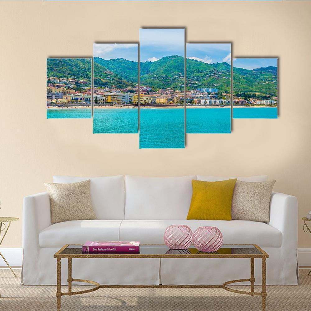 View Of Lake In Sicilian City Cefalu Canvas Wall Art-5 Star-Gallery Wrap-62" x 32"-Tiaracle