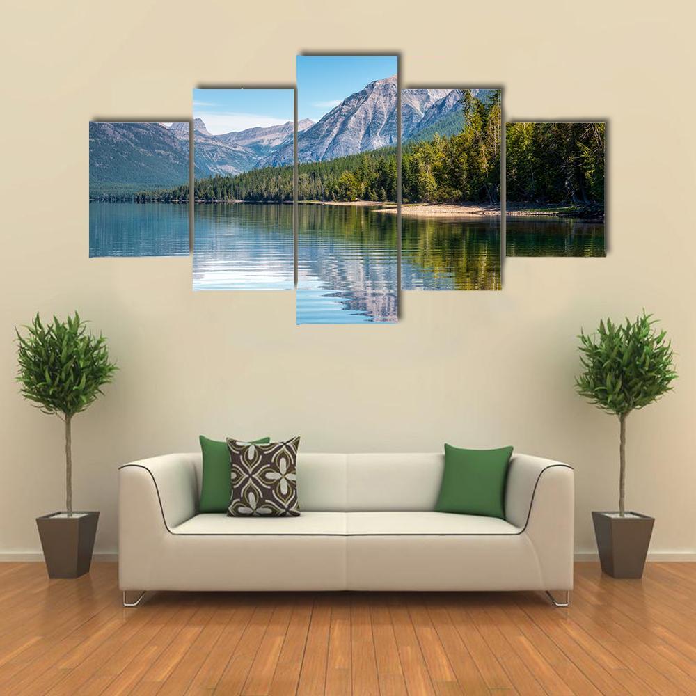 View Of Lake McDonald Canvas Wall Art-5 Star-Gallery Wrap-62" x 32"-Tiaracle