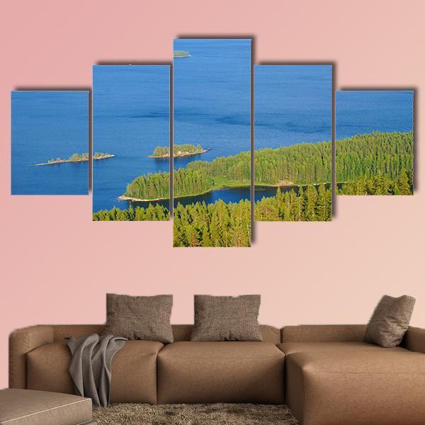 View Of Lake Pielinen In Finland Canvas Wall Art-5 Star-Gallery Wrap-62" x 32"-Tiaracle