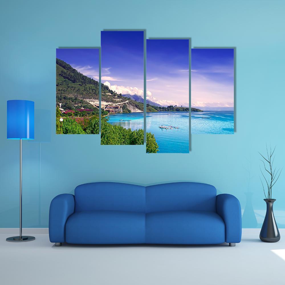 View Of Lake Toba Canvas Wall Art-4 Pop-Gallery Wrap-50" x 32"-Tiaracle